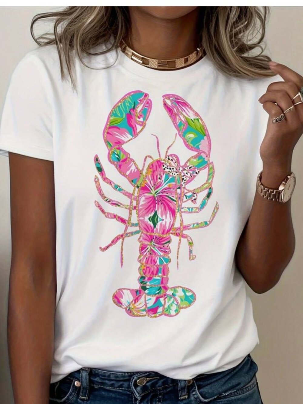 🦞🌸🐳Colorful Lobster Tee
